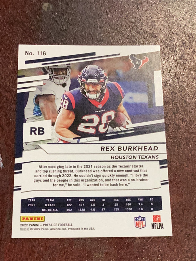 Rex Burkhead Houston Texans NFL 2022 Panini Prestige 116 Panini