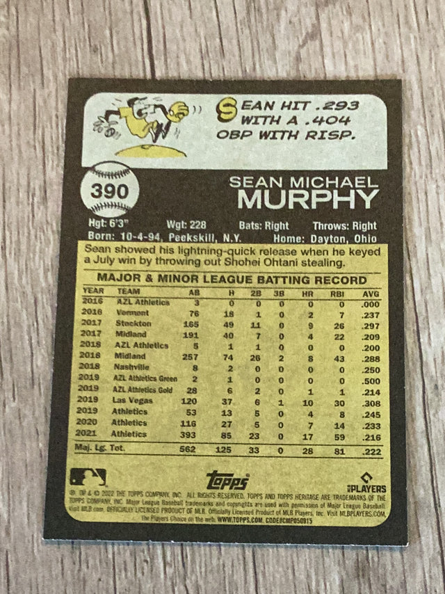 Sean Murphy Oakland Athletics MLB 2022 Topps Heritage 390 Topps