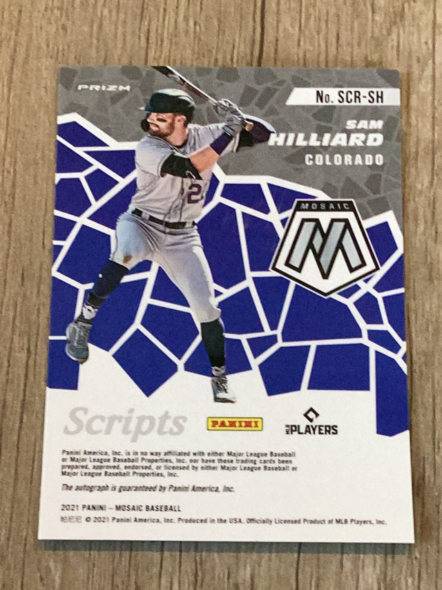 Sam Hilliard Colorado Rockies MLB 2021 Panini Mosaic - Scripts SCR-SH AU Panini