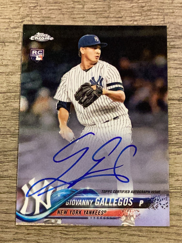 Giovanny Gallegos New York Yankees MLB 2018 Topps Chrome - Rookie Autographs Gold Refractor RA-GG AU, SN50