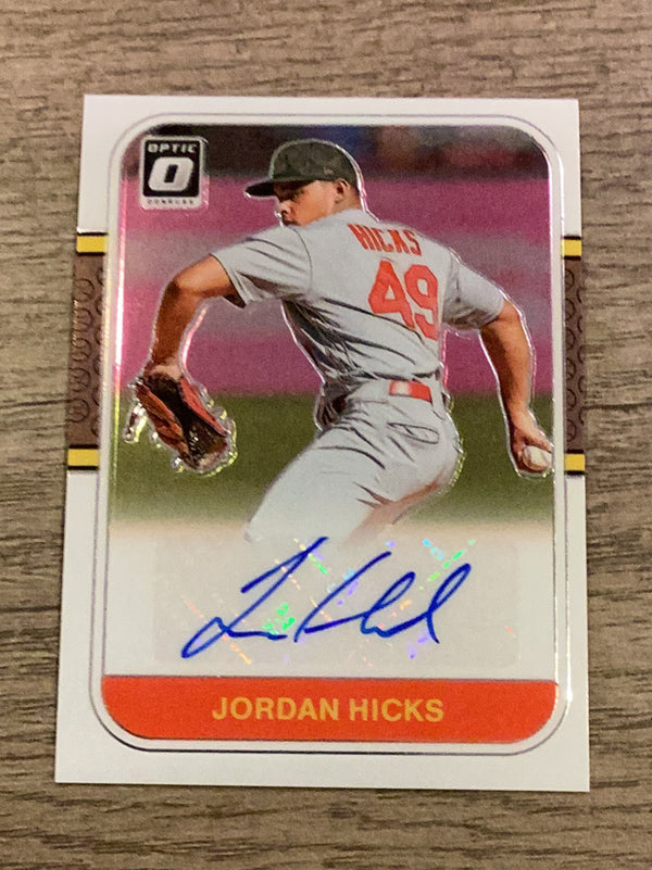 Jordan Hicks St Louis Cardinals MLB 2021 Donruss Optic - Retro 1987 Signatures Holo RS87-JO AU