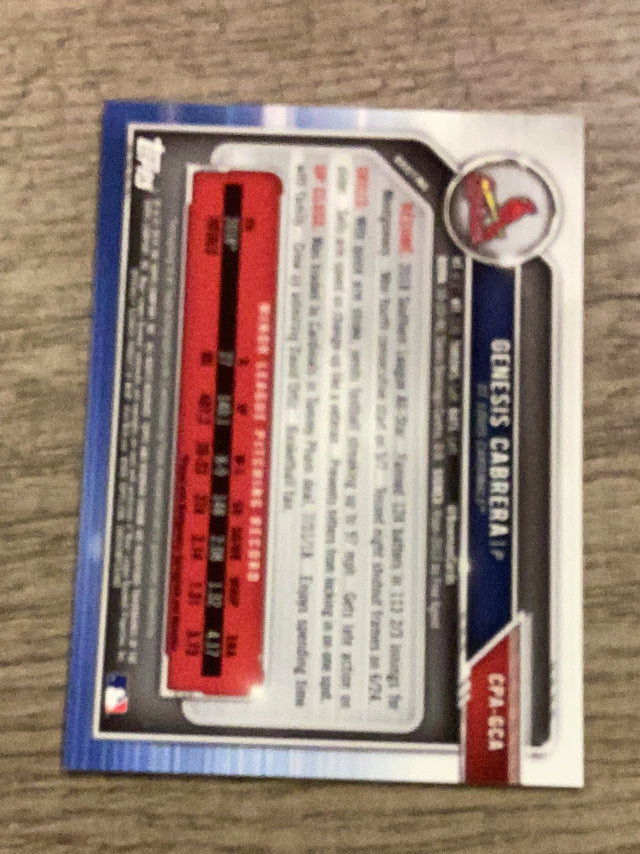 Genesis Cabrera St. Louis Cardinals MLB 2019 Bowman - Chrome Prospect Autographs CPA-GCA AU Bowman