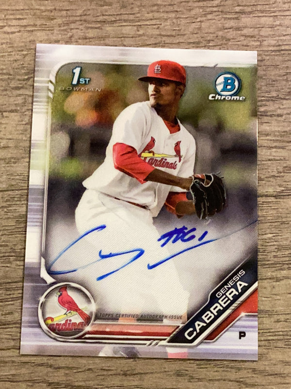 Genesis Cabrera St. Louis Cardinals MLB 2019 Bowman - Chrome Prospect Autographs CPA-GCA AU