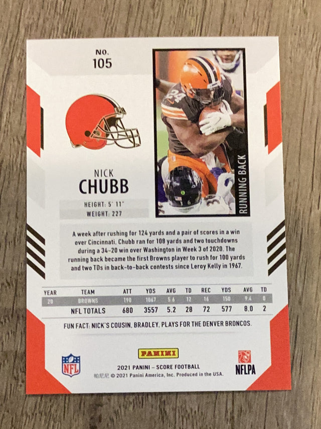 Nick Chubb Cleveland Browns NFL 2021 Score 105 Panini