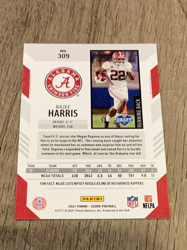 Najee Harris Alabama Crimson Tide NFL 2021 Score 309 RC Panini