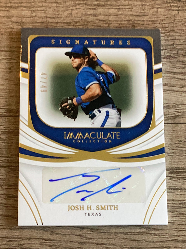 Josh H. Smith Texas Rangers MLB 2022 Panini Immaculate: Immaculate Signatures Blue IS-JS AU, SN10