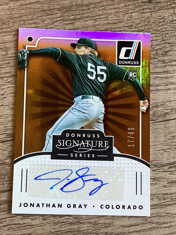 Jonathan Gray Colorado Rockies MLB 2016 Donruss - Signature Series Orange SGS-JG AU, SN49