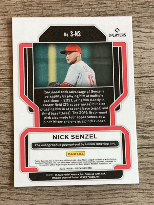 Nick Senzel Cincinnati Reds MLB 2022 Panini Prizm: Signatures Silver Prizm S-NS AU Panini