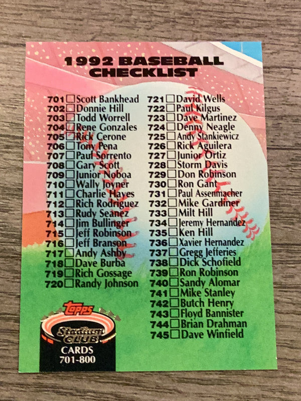 Checklist: 201-300  MLB 1992 Stadium Club 300 CL