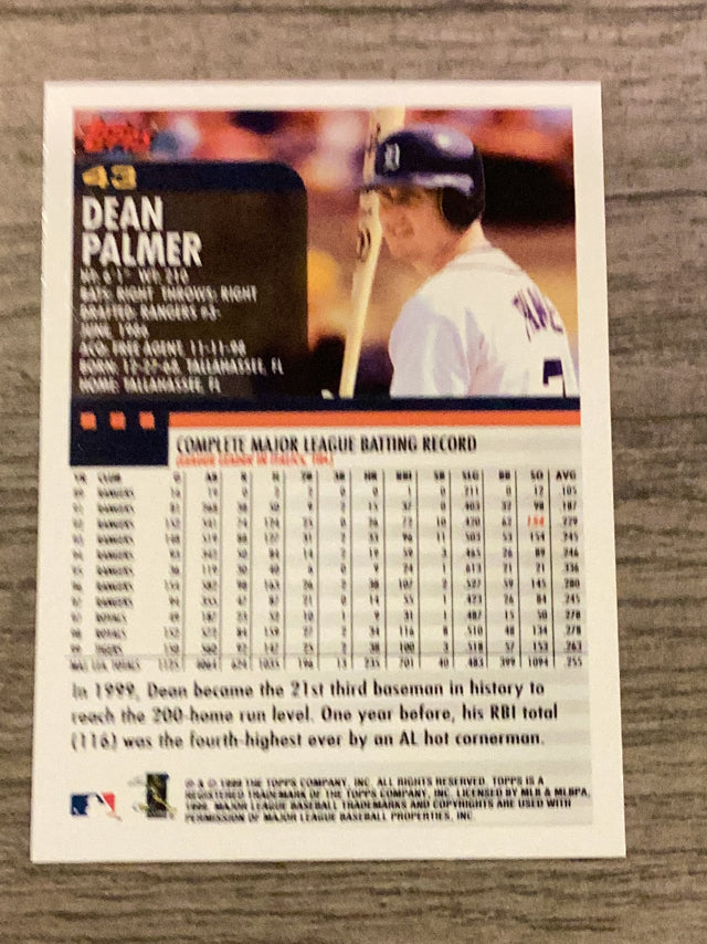 Dean Palmer Detroit Tigers MLB 2000 Topps 43 Topps