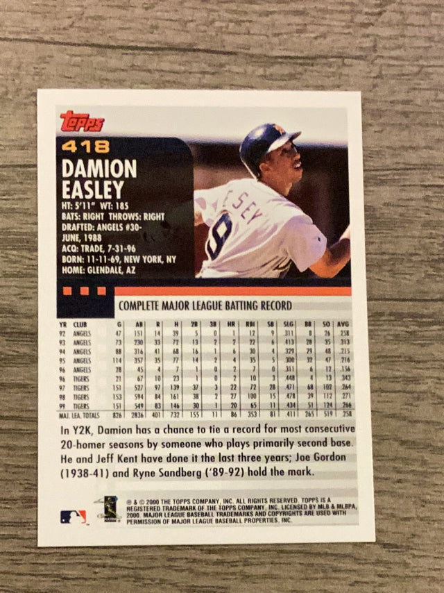 Damion Easley Detroit Tigers MLB 2000 Topps 418 Topps