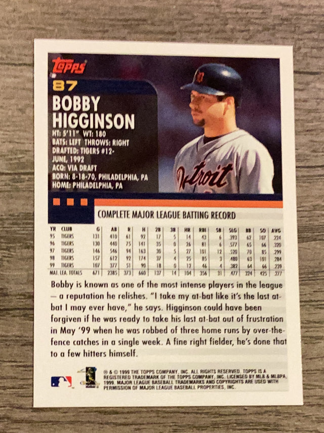 Bobby Higginson Detroit Tigers MLB 2000 Topps 87 Topps