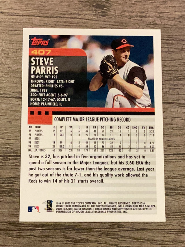 Steve Parris Cincinnati Reds MLB 2000 Topps 407 Topps