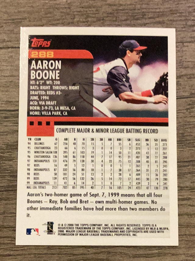 Aaron Boone Cincinnati Reds MLB 2000 Topps 288 Topps