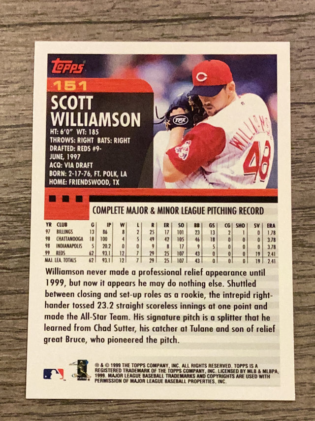 Scott Williamson Cincinnati Reds MLB 2000 Topps 151 Topps