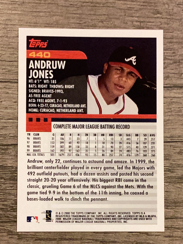 Andruw Jones Atlanta Braves MLB 2000 Topps 440 Topps