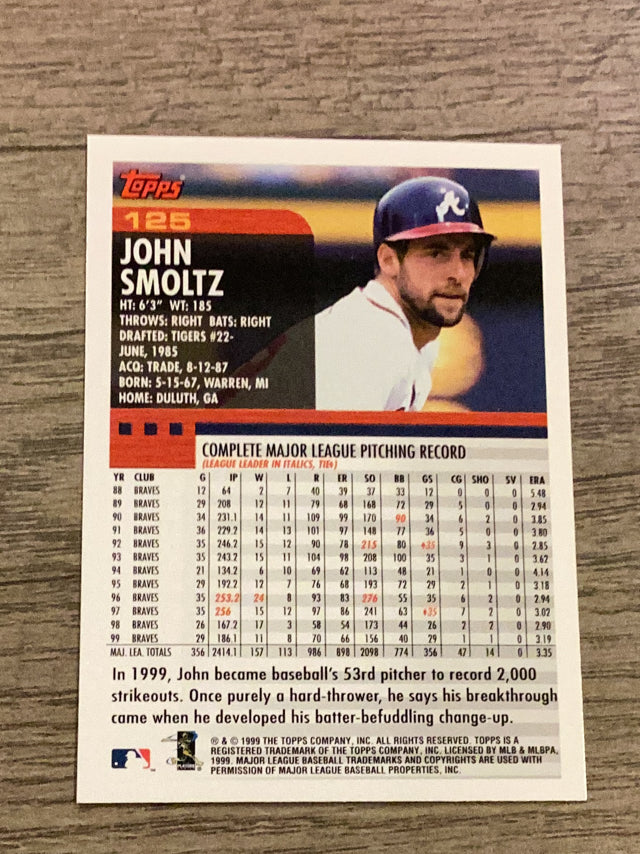 John Smoltz Atlanta Braves MLB 2000 Topps 125 Topps