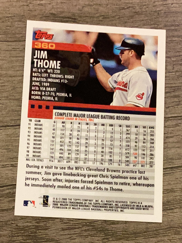 Jim Thome Cleveland Indians MLB 2000 Topps 360 Topps