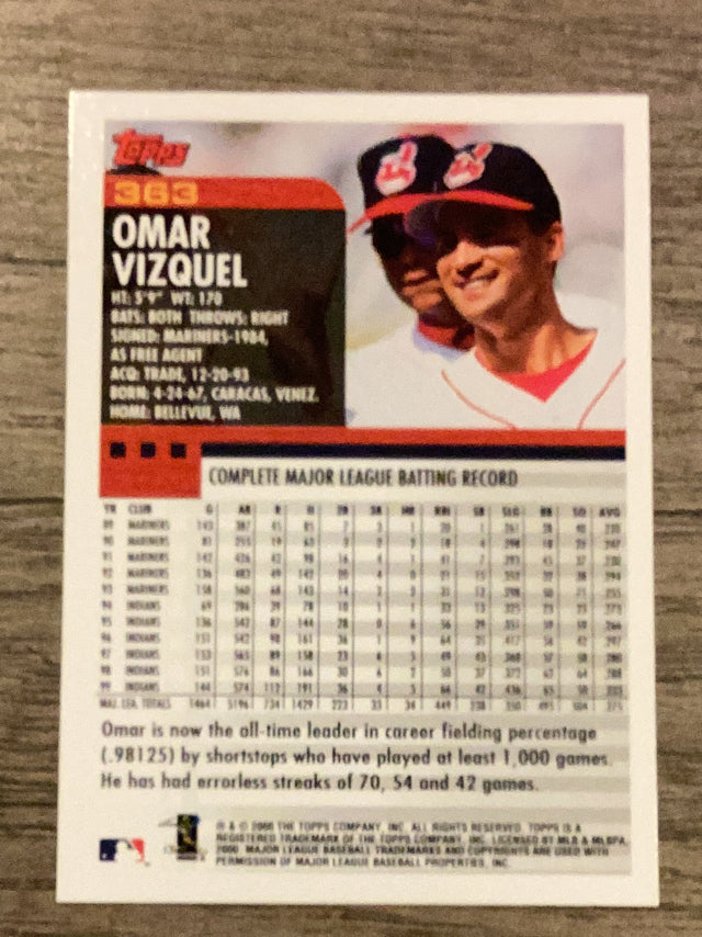 Omar Vizquel Cleveland Indians MLB 2000 Topps 363 Topps