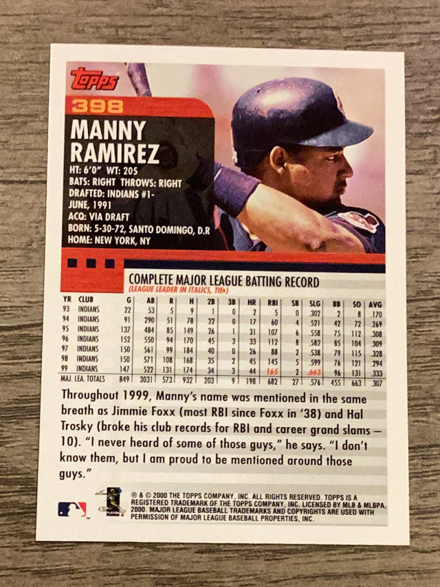 Manny Ramirez Cleveland Indians MLB 2000 Topps 398 Topps