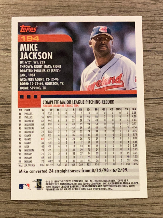 Mike Jackson Cleveland Indians MLB 2000 Topps 194 Topps