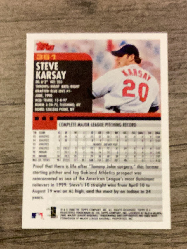 Steve Karsay Cleveland Indians MLB 2000 Topps 361 Topps