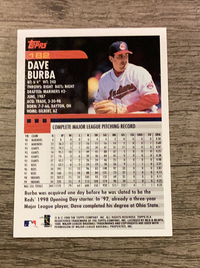 Dave Burba Cleveland Indians MLB 2000 Topps 182 Topps