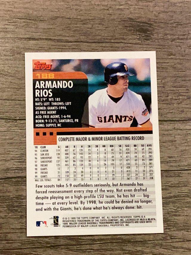Armando Rios San Francisco Giants MLB 2000 Topps 188 Topps