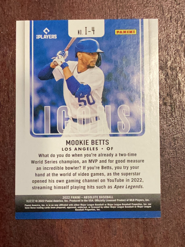 Mookie Betts Los Angeles Dodgers MLB 2022 Panini Absolute: Icons Retail Holo Gold I-4 SN10 Panini