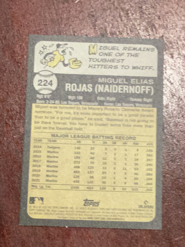 Miguel Rojas Miami Marlins MLB 2022 Topps Heritage 224 Topps