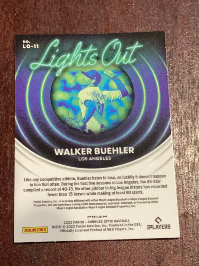 Walker Buehler Los Angeles Dodgers MLB 2022 Donruss Optic: Lights Out LO-11 Donruss