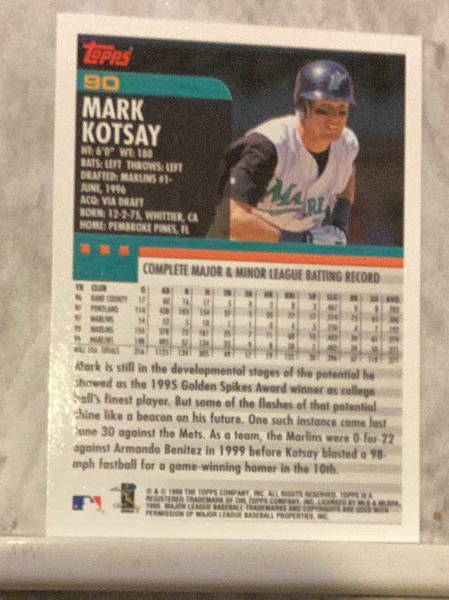 Mark Kotsay Florida Marlins MLB 2000 Topps 90 Topps