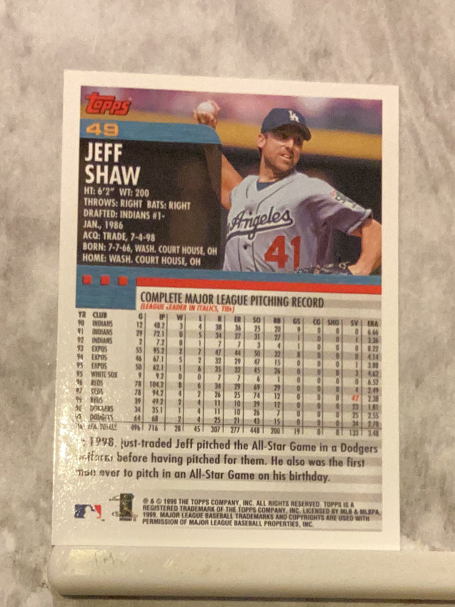 Jeff Shaw Los Angeles Dodgers MLB 2000 Topps 49 Topps