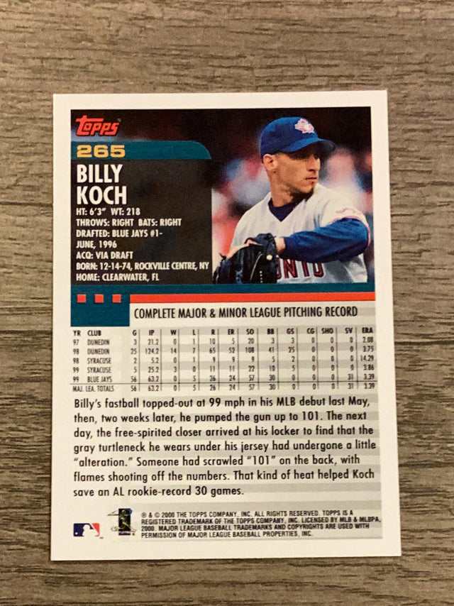 Billy Koch Toronto Blue Jays MLB 2000 Topps 265 ASR Topps