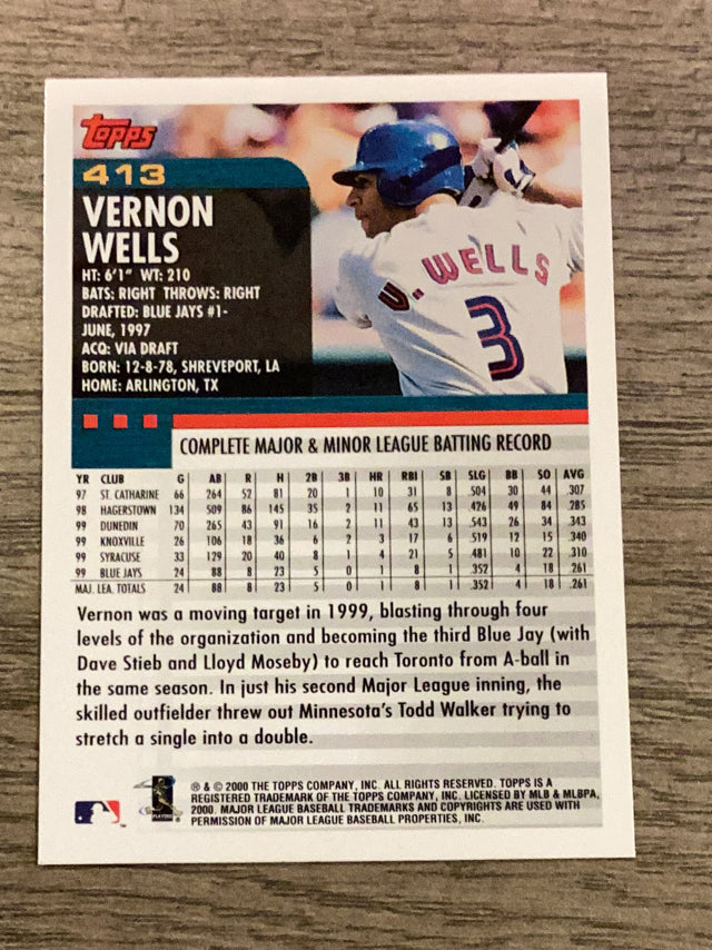 Vernon Wells Toronto Blue Jays MLB 2000 Topps 413 Topps