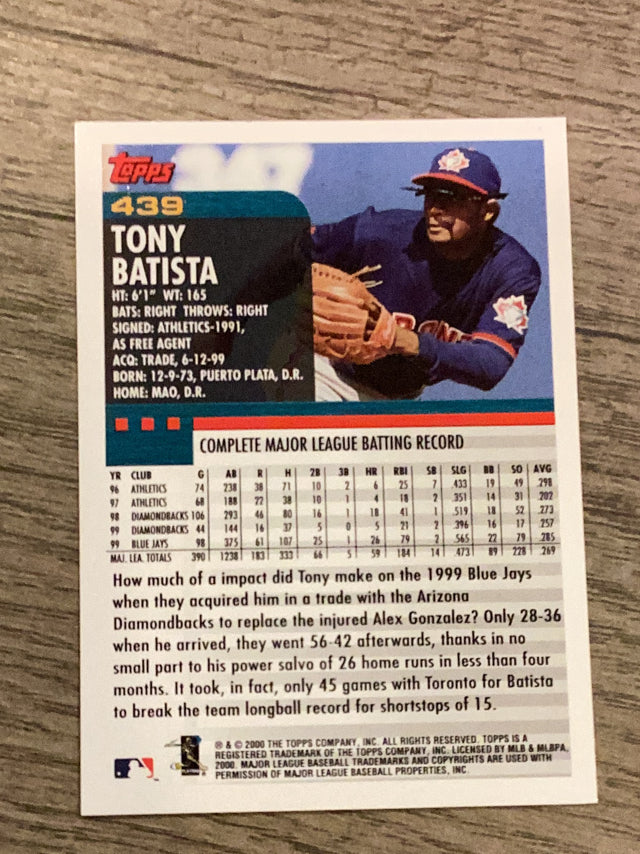 Tony Batista Toronto Blue Jays MLB 2000 Topps 439 Topps