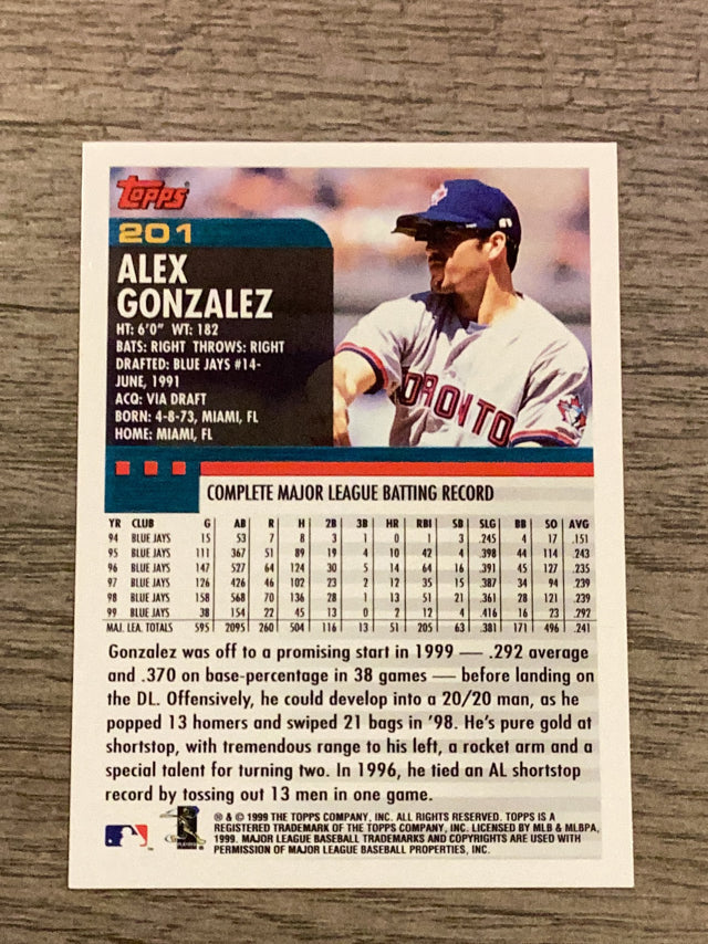 Alex S. Gonzalez Toronto Blue Jays MLB 2000 Topps 201 Topps