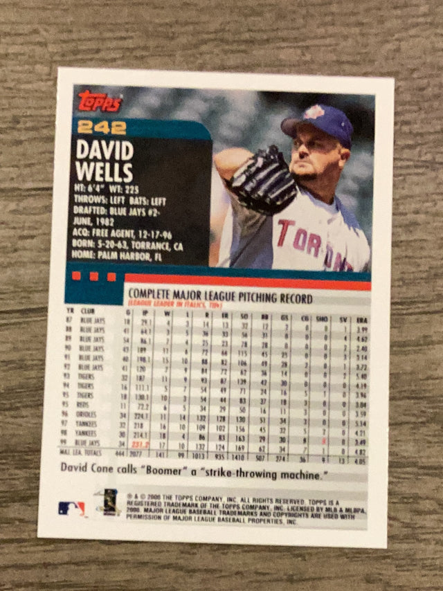 David Wells Toronto Blue Jays MLB 2000 Topps 242 Topps