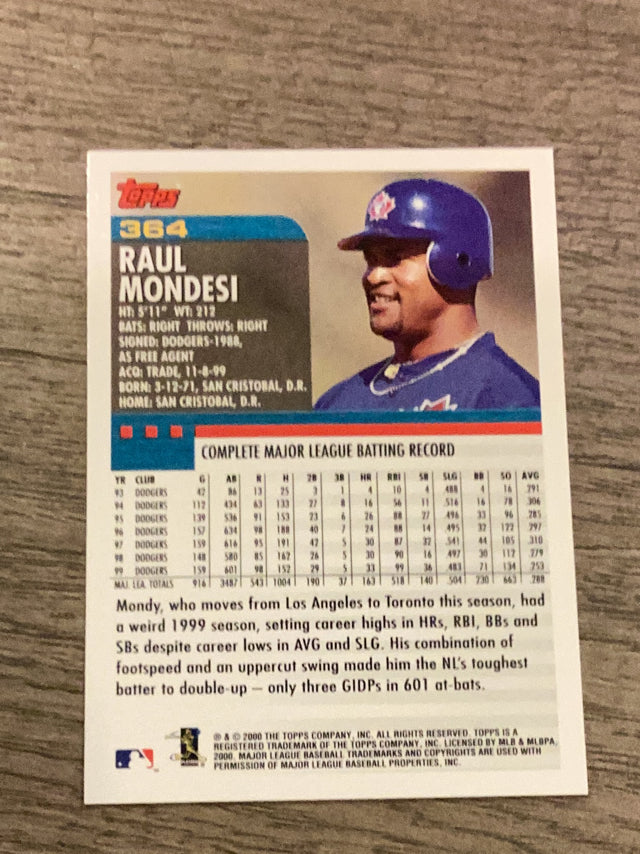 Raul Mondesi Toronto Blue Jays MLB 2000 Topps 364 Topps