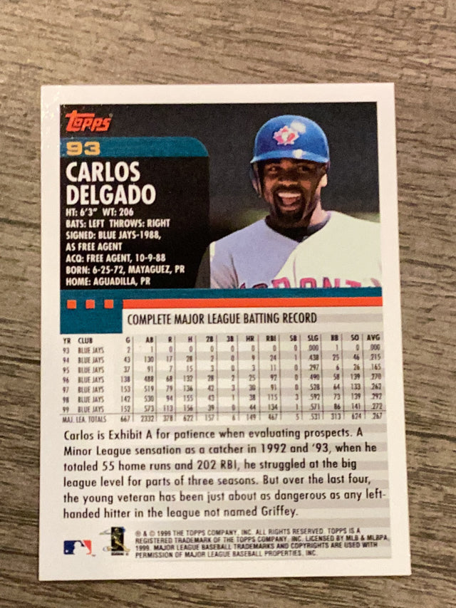 Carlos Delgado Toronto Blue Jays MLB 2000 Topps 93 Topps