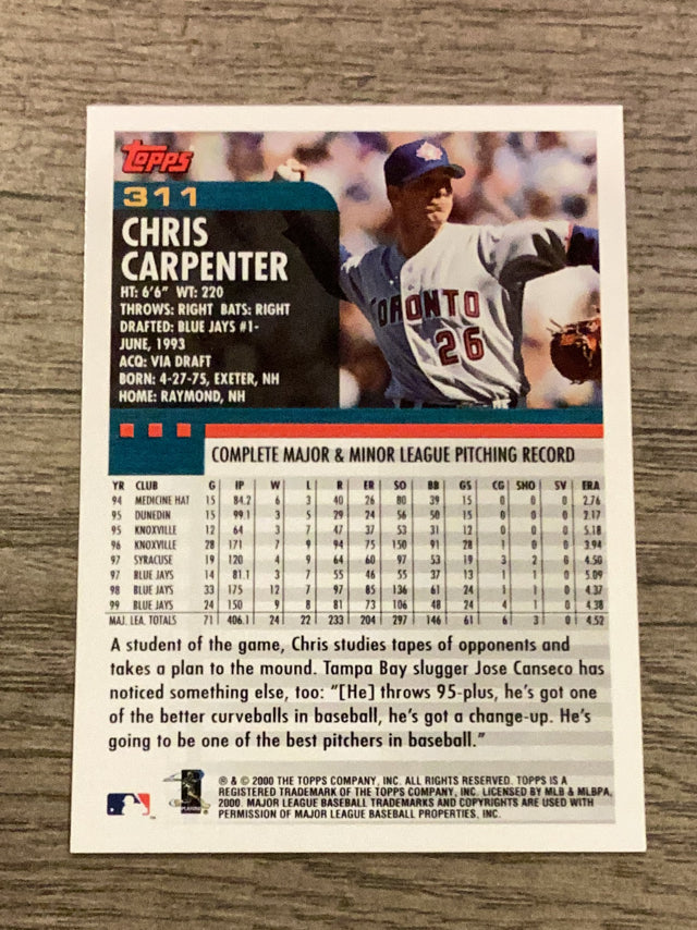 Chris Carpenter Toronto Blue Jays MLB 2000 Topps 311 Topps