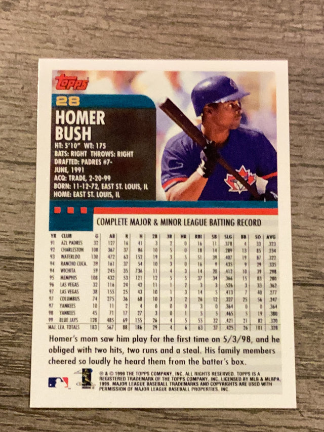 Homer Bush Toronto Blue Jays MLB 2000 Topps 28 Topps