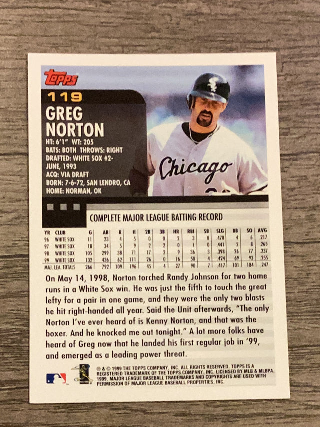 Greg Norton Chicago White Sox MLB 2000 Topps 119 Topps