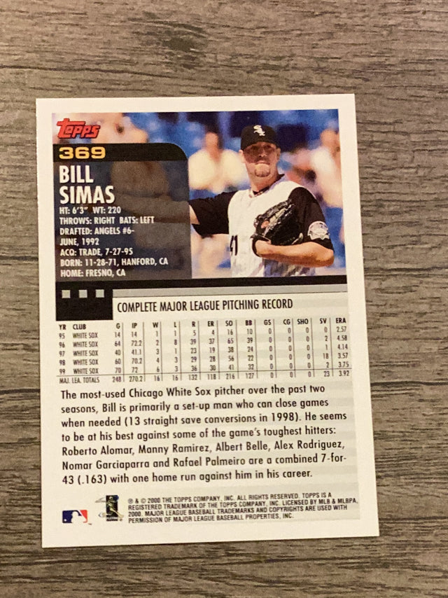 Bill Simas Chicago White Sox MLB 2000 Topps 369 Topps