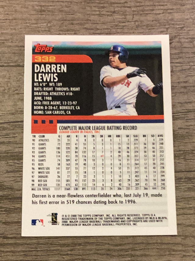 Darren Lewis Boston Red Sox MLB 2000 Topps 332 Topps