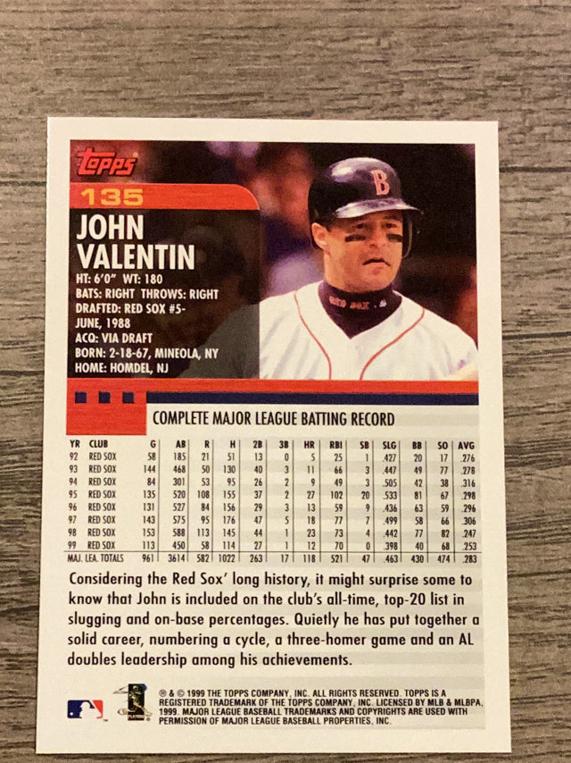 John Valentin Boston Red Sox MLB 2000 Topps 135 Topps