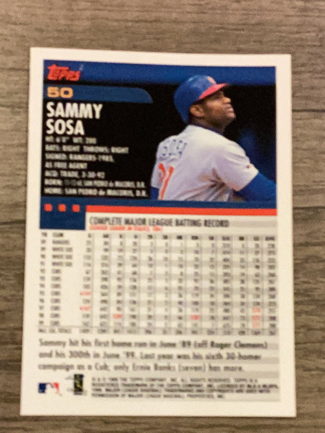 Sammy Sosa Chicago Cubs MLB 2000 Topps 50 Topps