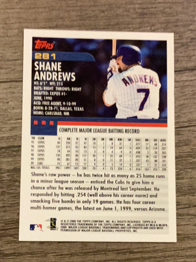 Shane Andrews Chicago Cubs MLB 2000 Topps 281 Topps