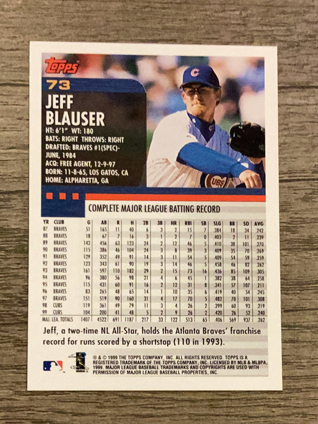 Jeff Blauser Chicago Cubs MLB 2000 Topps 73 Topps