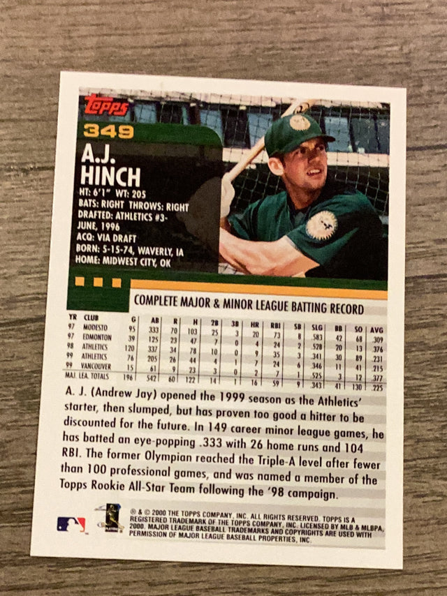 A.J. Hinch Oakland Athletics MLB 2000 Topps 349 Topps